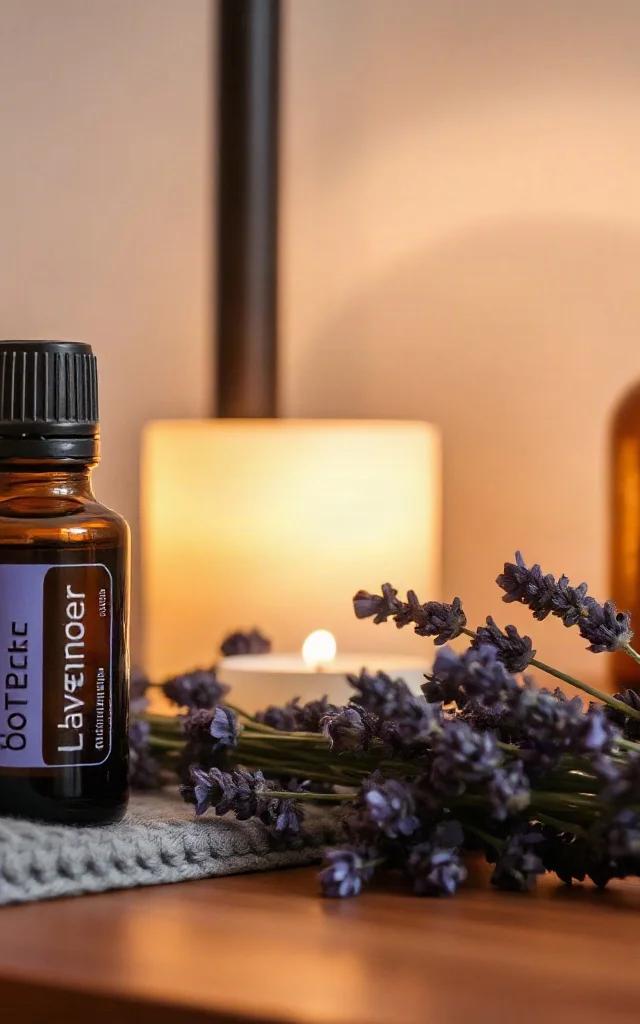 Ambiance apaisante chambre avec huile de lavande