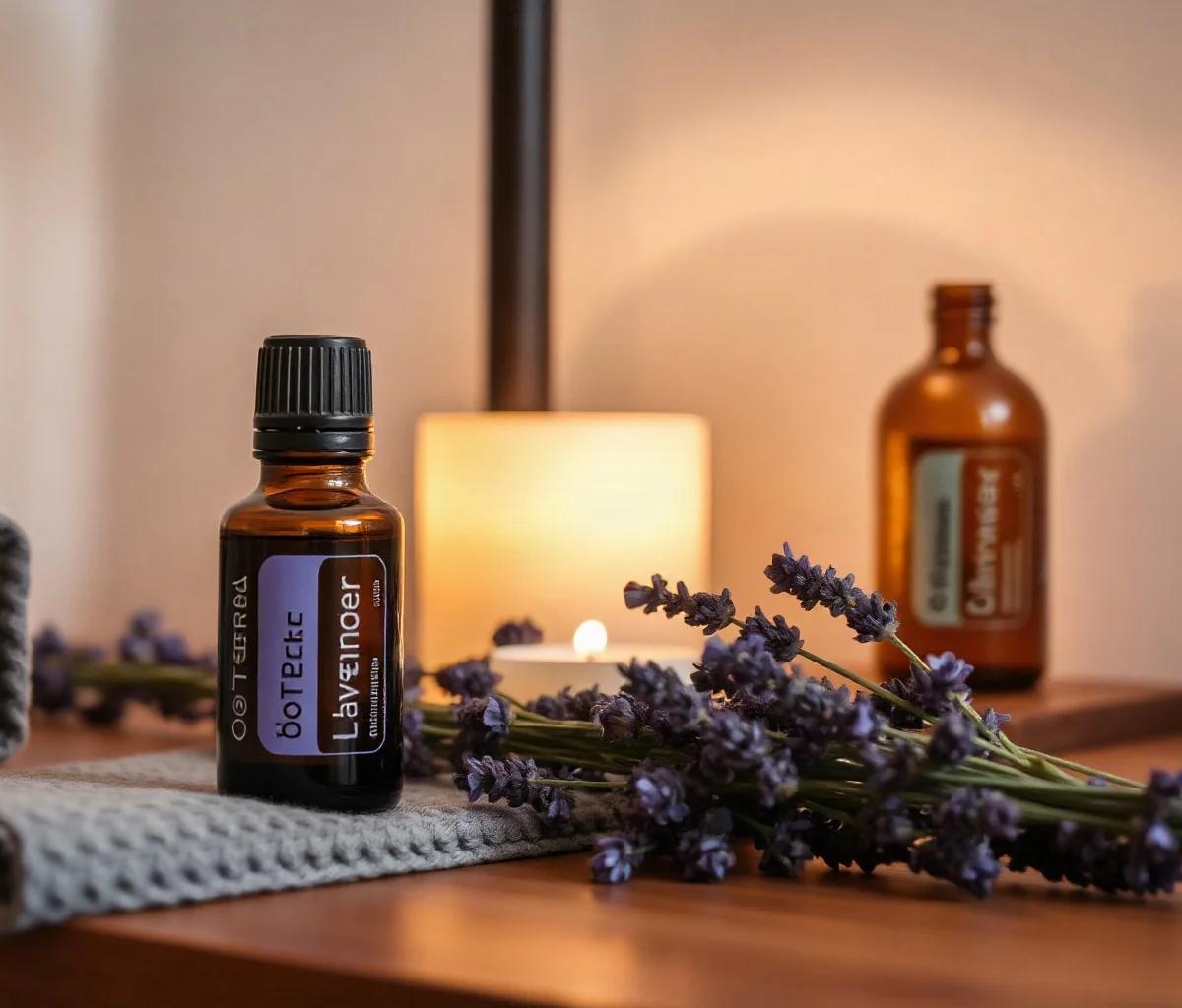 Ambiance apaisante chambre avec huile de lavande